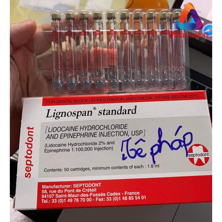 Tê pháp đỏ Septodont nồng độ Lignospan Standard 2% [Vỉ 10 ống] - Ảnh 02