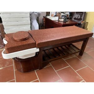 Giường gội đầu dưỡng sinh spa chân gỗ chậu nhựa tai thỏ - Ảnh 05